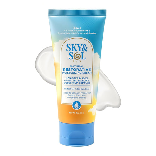 Sky and Sol Everything Cream 100% Grass Fed Beef Tallow Moisturizer Moisturizer for Face and Body, Day & Night Skincare, Safe Natural Ingredients, After-Sun Care, All Skin Types, 3 oz