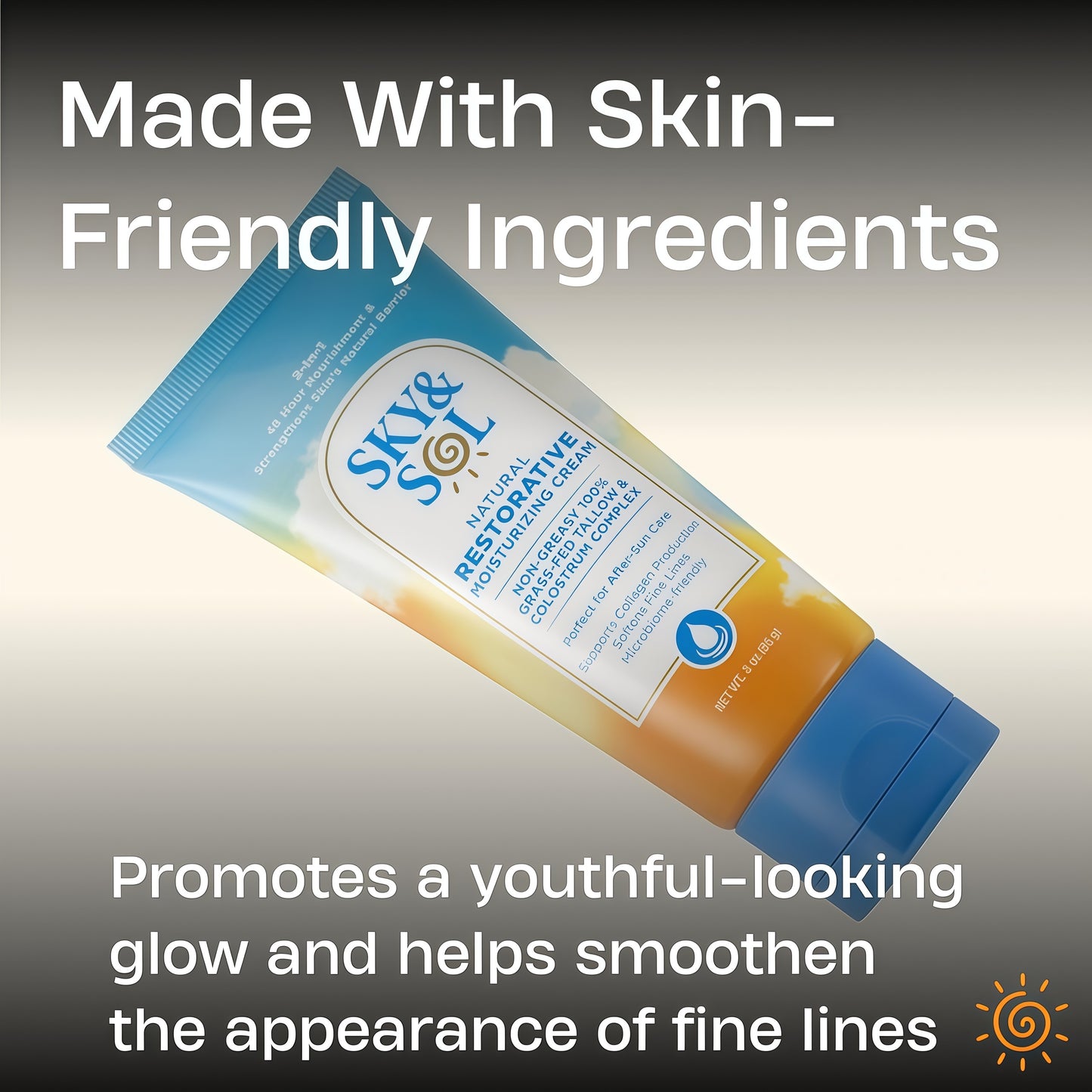 Sky and Sol Everything Cream 100% Grass Fed Beef Tallow Moisturizer Moisturizer for Face and Body, Day & Night Skincare, Safe Natural Ingredients, After-Sun Care, All Skin Types, 3 oz